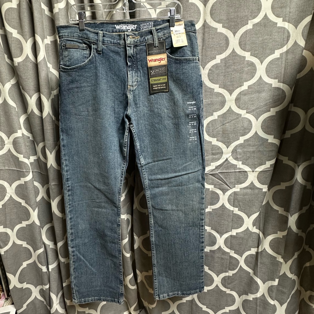 Nwt Wrangler Men's Blue Jeans Straight Leg 33x30